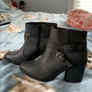 Grey short ankle booties